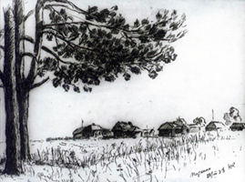 Рисунок д. Пяткино, на месте которой была построена первая АЭС