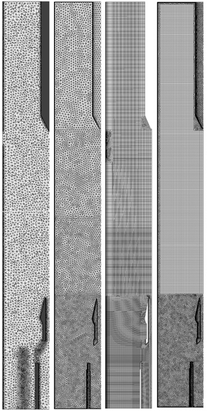 Типы расчетных сеток на  примере модели, состоящей из семи смежных ТВС